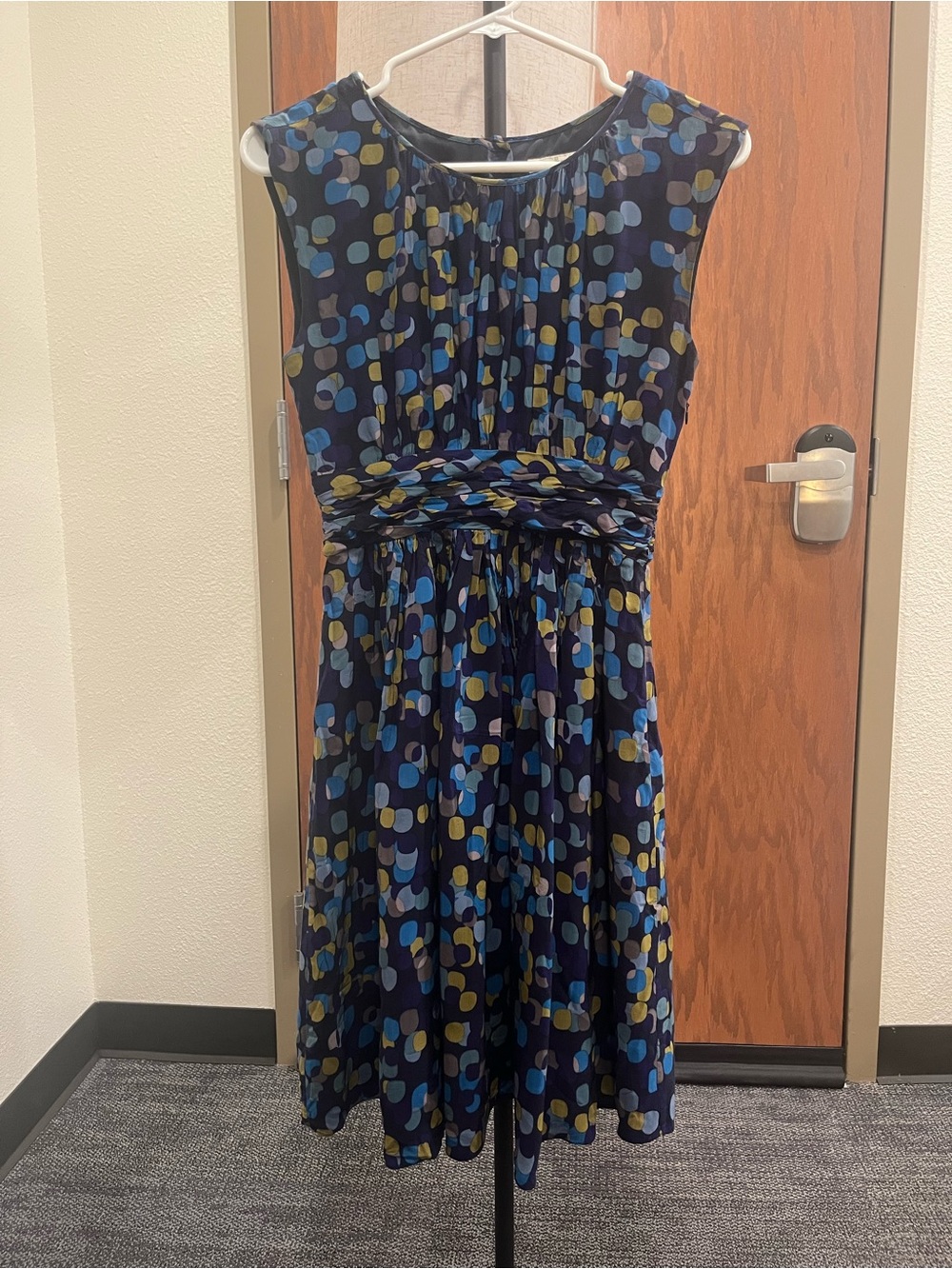 Boden Selina Sleeveless Midi Dress - Blue/Yellow Dots